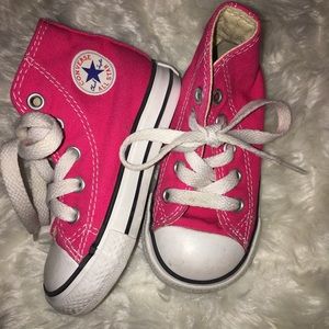 Hot pink converse high tops size 5